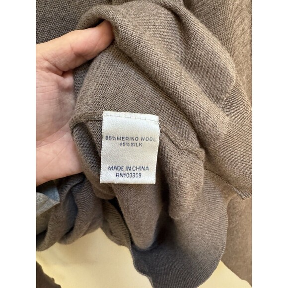 Peter Millar Crown Soft Nappa Trim Mens XL Merino Wool Silk 1/4 Zip Brown Rye - Picture 9 of 10